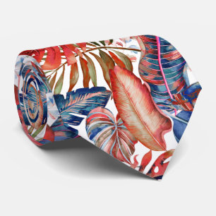 PixDezines Hawaiian Jungle Turquoise Roest Oranje Stropdas