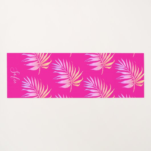 PixDezines Hawaiian Oerwoud Roze groene olie Yogamat (Achterkant (horizontaal))