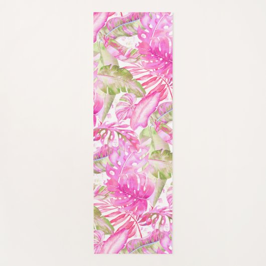 PixDezines Hawaiian Oerwoud Roze groene olie Yogamat (Voorkant)