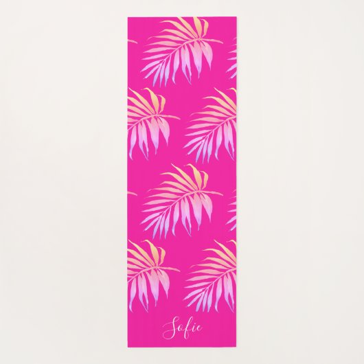 PixDezines Hawaiian Oerwoud Roze groene olie Yogamat (Achterkant)