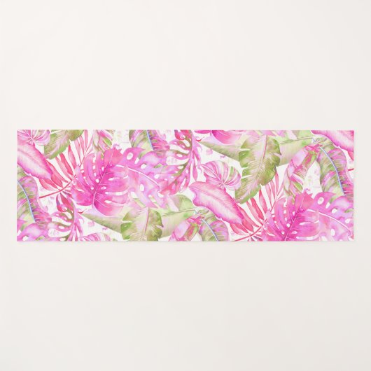PixDezines Hawaiian Oerwoud Roze groene olie Yogamat (Voorkant (horizontaal))