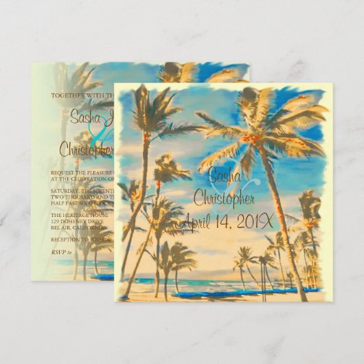 PixDezines  hawaiian strand/cerulean blue Kaart (Voorkant / Achterkant)