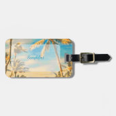 PixDezines  hawaiian strand scène/blauw Bagagelabel (Voorkant horizontaal)