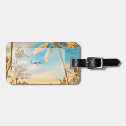 PixDezines  hawaiian strand scène/blauw Bagagelabel (Voorkant horizontaal)