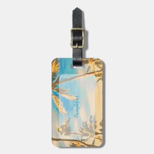 PixDezines  hawaiian strand scène/blauw Bagagelabel (Voorkant verticaal)