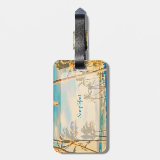 PixDezines  hawaiian strand scène/blauw Bagagelabel (Achterkant verticaal)