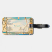 PixDezines  hawaiian strand scène/blauw Bagagelabel (Achterkant horizontaal)