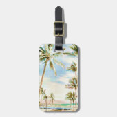 PixDezines hawaiian strand scene/Breezy Blu Bagagelabel (Voorkant verticaal)