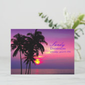 PixDezines Hawaiian Sunset tropical bruiloft Kaart (Staand voorkant)