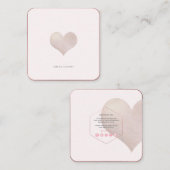 PixDezines Heart | Faux Metallic Blush Square Busi Vierkante Visitekaartje (Voorkant / Achterkant)