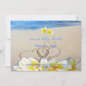 PixDezines Hearts+Plumeria in Zand Save The Date (Voorkant)