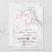 PixDezines Hens Nacht Faux Roos Goud Script + Marm Kaart (Voorkant)
