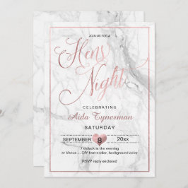 PixDezines Hens Nacht Faux Roos Goud Script + Marm Kaart