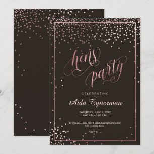 PixDezines Hens Party Faux Roos Gold Confetti Kaart