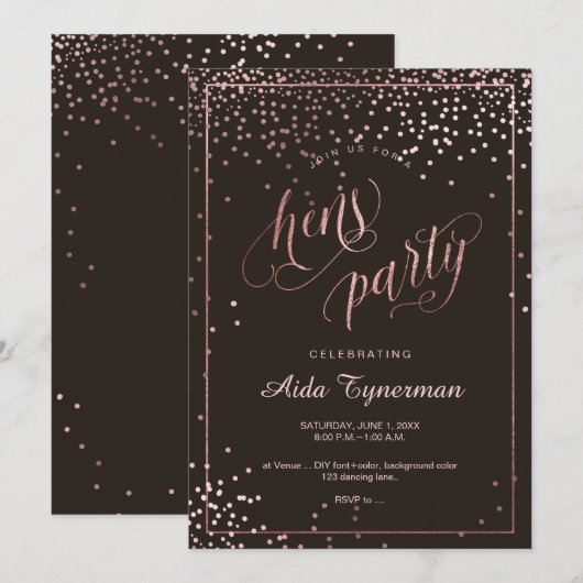 PixDezines Hens Party Faux Roos Gold Confetti Kaart (Voorkant / Achterkant)