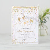 PixDezines Hens Party Marble Faux Gold Confetti Kaart (Staand voorkant)