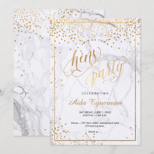 PixDezines Hens Party Marble Faux Gold Confetti Kaart