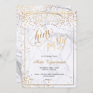 PixDezines Hens Party Marble Faux Gold Confetti Kaart