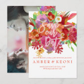 PixDezines Herfst Floral Waterverf Save the Date Kaart (Voorkant / Achterkant)