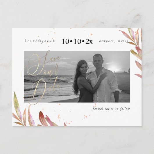 PixDezines Herfst Foliage Bewaar onze datum Briefkaart (Voorkant)