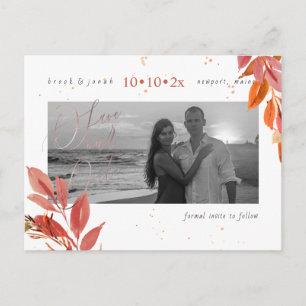 PixDezines Herfst Foliage Bewaar onze Datum Stoffi Briefkaart