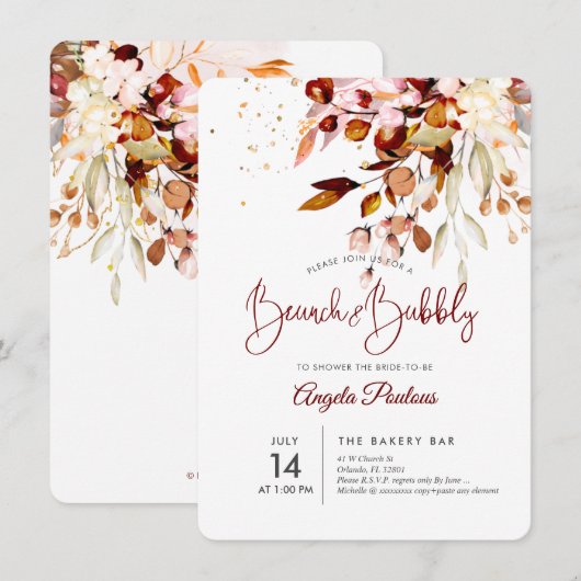 PixDezines Herfst Gum Eucalyptus Brunch+Bubble Kaart (Voorkant / Achterkant)