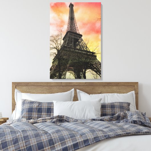 PixDezines herfst Parijs, Eiffeltoren Canvas Afdruk (Insitu (Slaapkamer))