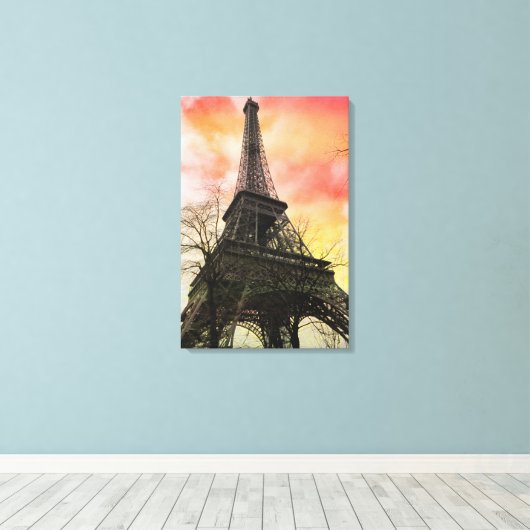 PixDezines herfst Parijs, Eiffeltoren Canvas Afdruk (Insitu (Houten vloer))