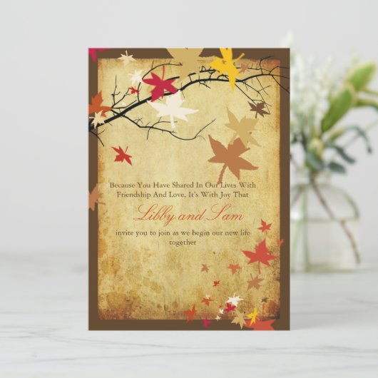 PixDezines  herfst uitnodigingen/paardebladeren Kaart (Staand voorkant)