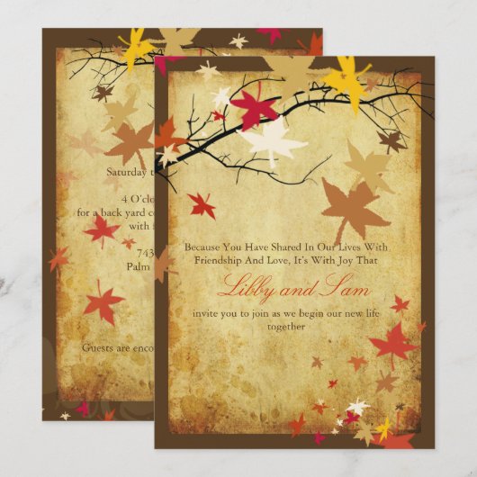 PixDezines herfst uitnodigingen/paardebladeren Kaart (Voorkant / Achterkant)