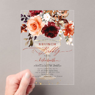 PixDezines herfst watercolor bloemen brunch bubbel Acryl Uitnodigingen