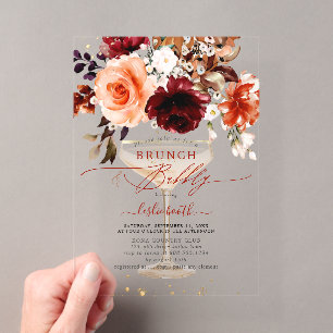 PixDezines Herfst Waterverf Bloemen Brunch Bruisen Acryl Uitnodigingen