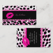 PixDezines hete lippen + bruisende cheeta Visitekaartje (Voorkant / Achterkant)