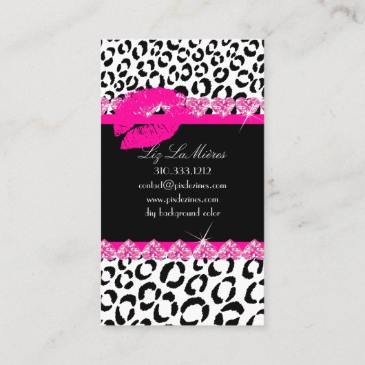 PixDezines hete lippen + bruisende luipaard Visitekaartje (Achterkant)