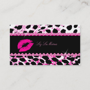 PixDezines hete lippen+sassy cheetah Visitekaartje