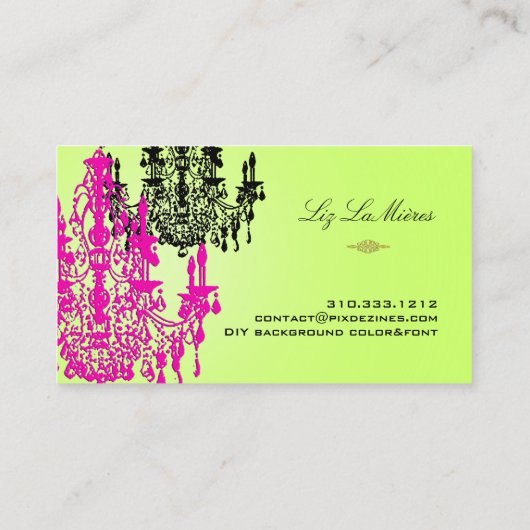 PixDezines hete roze kristal kroonluchter/DIY kleu Visitekaartje (Achterkant)