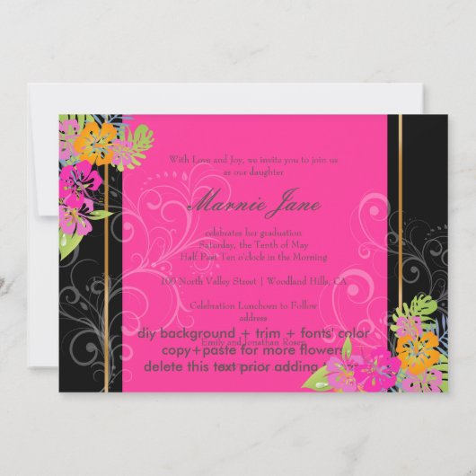 PixDezines Hibiscus/2014 Afstuderen/dij kleuren Kaart (Achterkant)