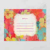 PixDezines hibiscus/afstuderen/luau/DIYevent Uitnodiging Briefkaart (Achterkant)