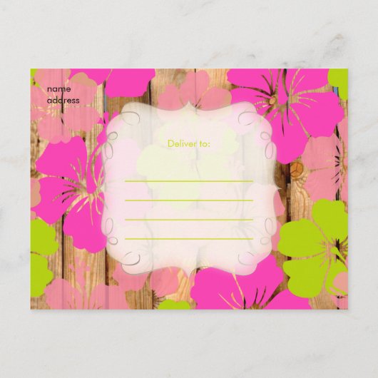 PixDezines hibiscus/afstuderen/luau/DIYevent Uitnodiging Briefkaart (Achterkant)