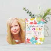 PixDezines Hibiscus Afstuderen Luau Kaart (Staand voorkant)