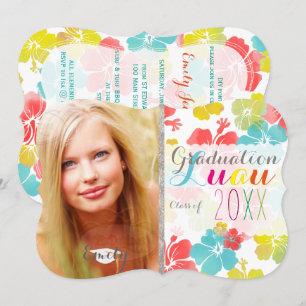PixDezines Hibiscus Afstuderen Luau Kaart
