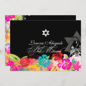 PixDezines hibiscus/Bat Mitswa Kaart (Voorkant / Achterkant)