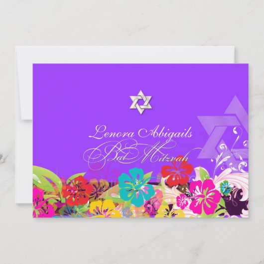 PixDezines hibiscus/Bat Mitzvah/diy kleuren Kaart (Voorkant)