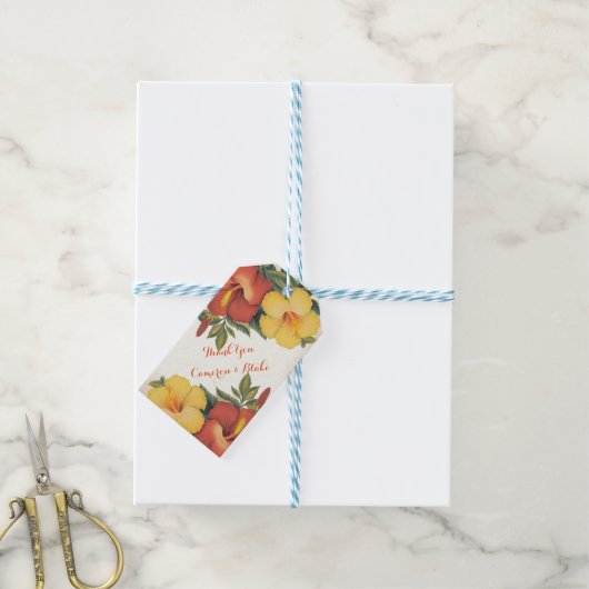 PixDezines /hibiscus/ Cadeaulabel (Met Touw)