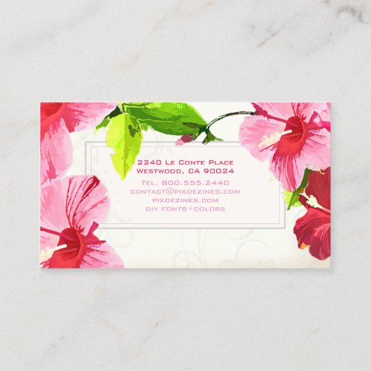 PixDezines hibiscus/digitale waterverf/oud papier Visitekaartje (Achterkant)