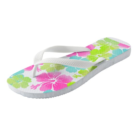 PixDezines hibiscus/DIY achtergrondkleur Teenslippers (Schuin)