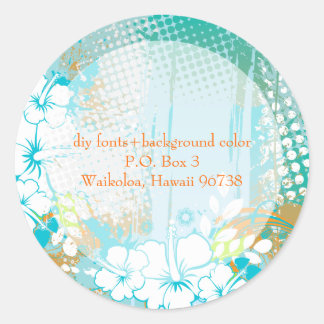PixDezines hibiscus/doe-het-zelf achtergrondkleur Ronde Sticker