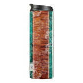 PixDezines Hibiscus Faux Koa Wood Longboard Thermosbeker (Geroteerd rechts)