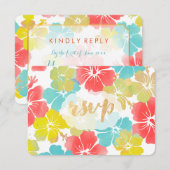 PixDezines hibiscus/floraal/rsvp RSVP Kaartje (Voorkant / Achterkant)