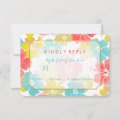 PixDezines hibiscus/floraal/rsvp RSVP Kaartje (Achterkant)